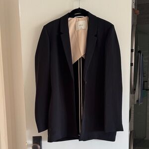 Aritzia Wilfred Black Crepe Blazer with Cream Lining XS